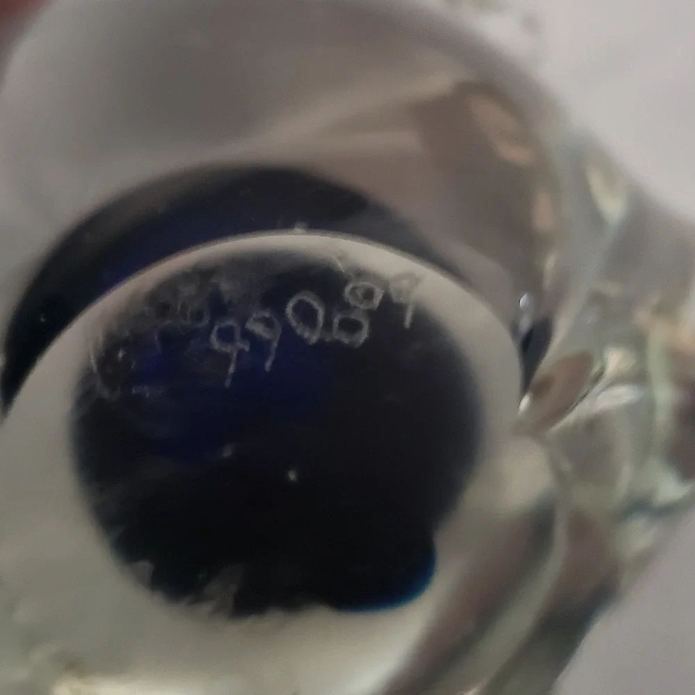 Art Glass Pig‎ Figurine Paperweight Cobalt Blue Interior Vintage Hand Blown